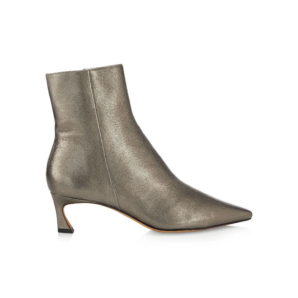 ALEXANDRE BIRMAN Myra 50mm Metallic Leather Sculpted Heel Ankle Boots In Pewter